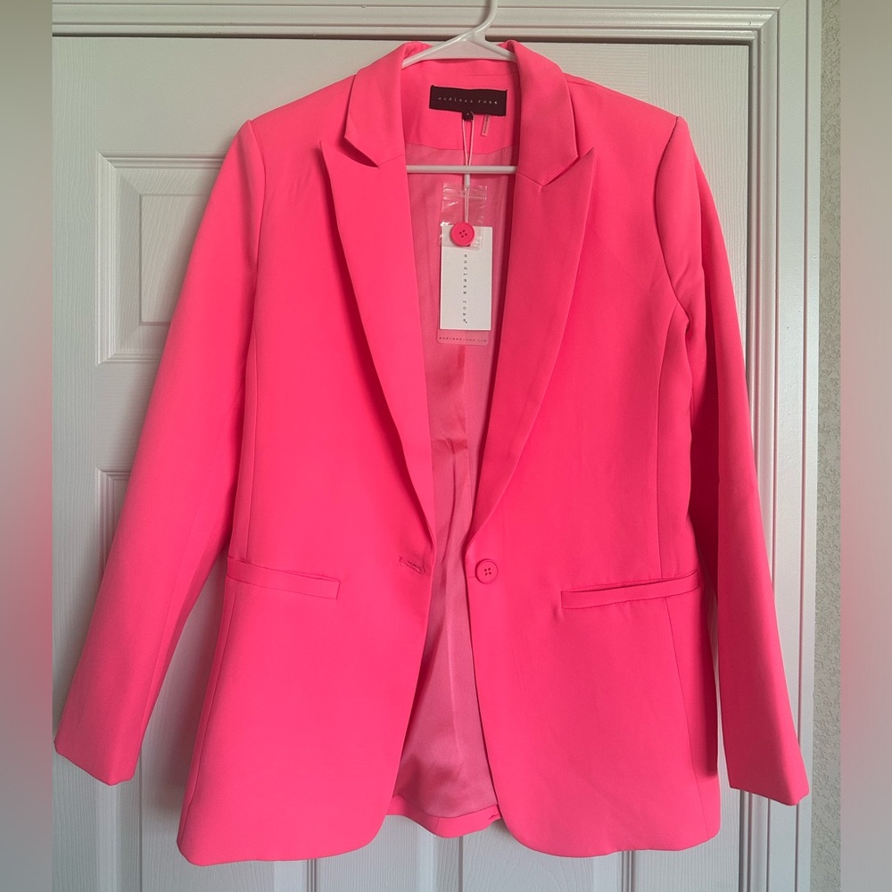 Never worn neon pink pocketed blazer